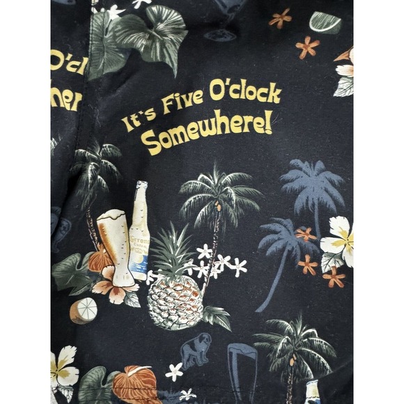 Vintage Big Dog Swim Trunks Lined Pockets Black Floral Beer Print‎ Mens Size XL - Picture 2 of 9